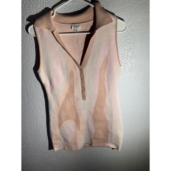 Le Lis Collection Abstract Print Sleeveless Collared Knit Top – Size M - Picture 1 of 4